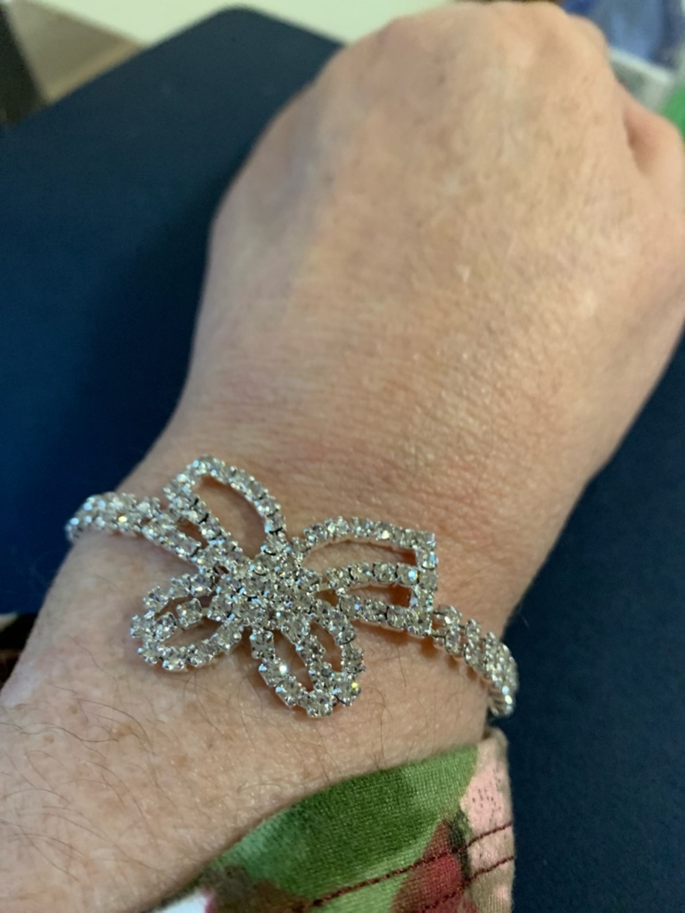 Crystal Bow Accent Bracelet - Silver Tone - Picture 2 of 6